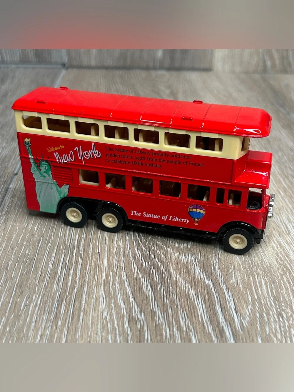 Diecast NYC Sightseeing Double Decker Bus Statue of Liberty Tour Toy Model 61